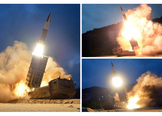 노동신문은 11일 김정은 북한 국무위원장이 전날 새 무기의 시험사격을 지도했다고 보도하며 무기 발사 장면을 공개했다. 사진=노동신문/뉴시스